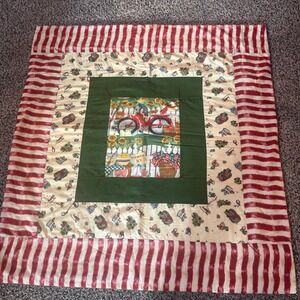 Handmade Americana Quilted Wall Hanging Vintage Bicycle Lemonade Summer Decor